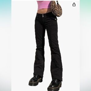 Low rise flared pants, 3 Pair bundle (black, army green and brown)